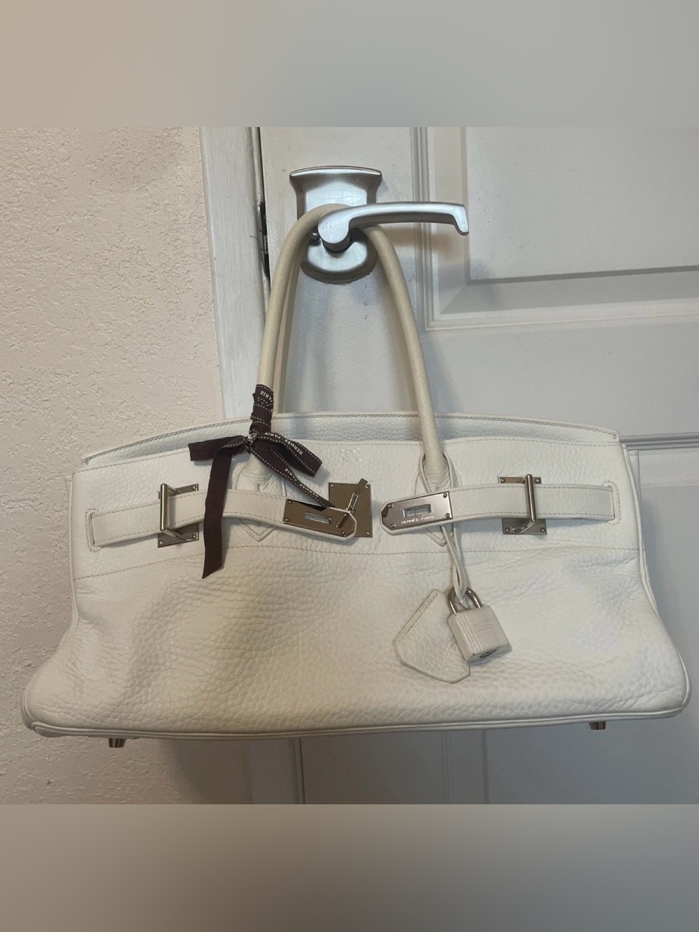Hermes Birkin 42 JPG white leather bag